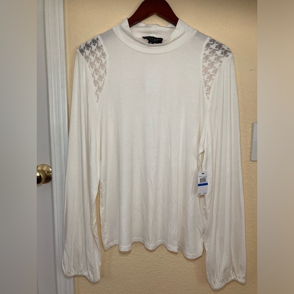 NWT Laundry by Shelli Segal white long sleeve knit top - size XL